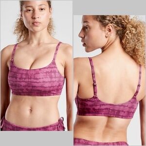 NWT ATHLETA SCOOP BIKINI TOP, Printed Plum